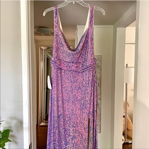Free People Embellished Sequin Dress W Slit V Back - Picture 4 of 5